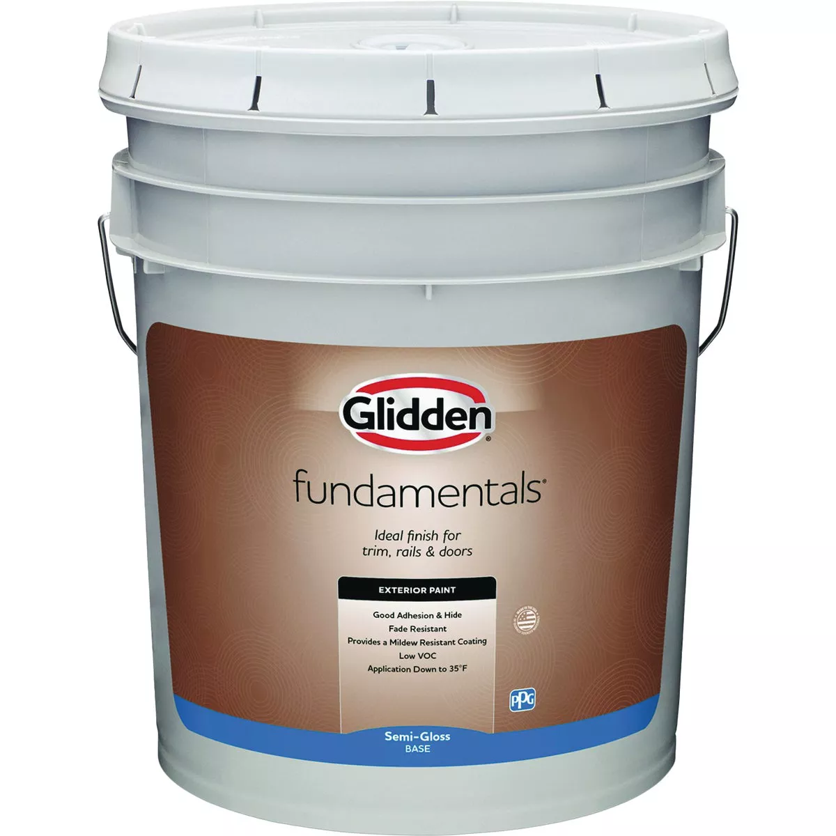 Glidden Fundamentals Exterior Paint Semi Gloss White Pastel Base 5 Gallon
