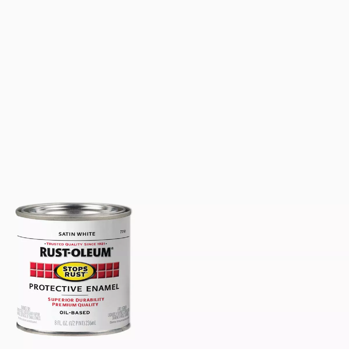 Rust-Oleum Stops Rust Oil Based Satin Protective Rust Control Enamel, White, 1/2 Pt.