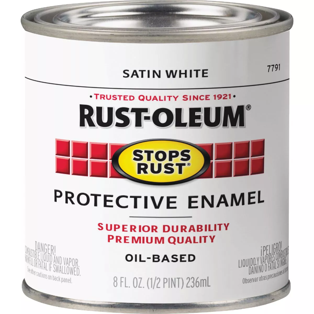 Rust-Oleum Stops Rust Oil Based Satin Protective Rust Control Enamel, White, 1/2 Pt. - photo 2