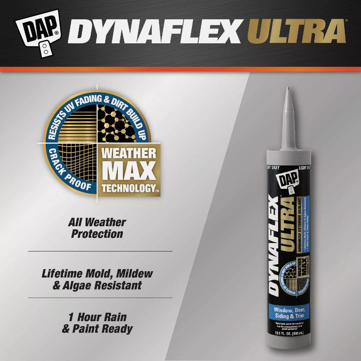 Dap Dynaflex Ultra 10.1 Oz. Light Gray Advanced Exterior Sealant for Window, Door & Siding - photo 2