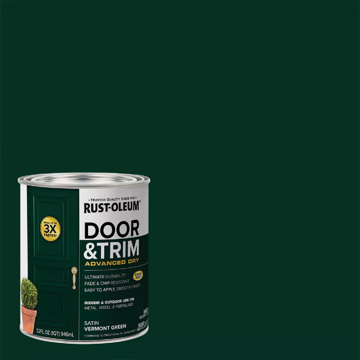 Rust-Oleum Stops Rust 1 Qt. Satin Vermont Green Door and Trim Paint