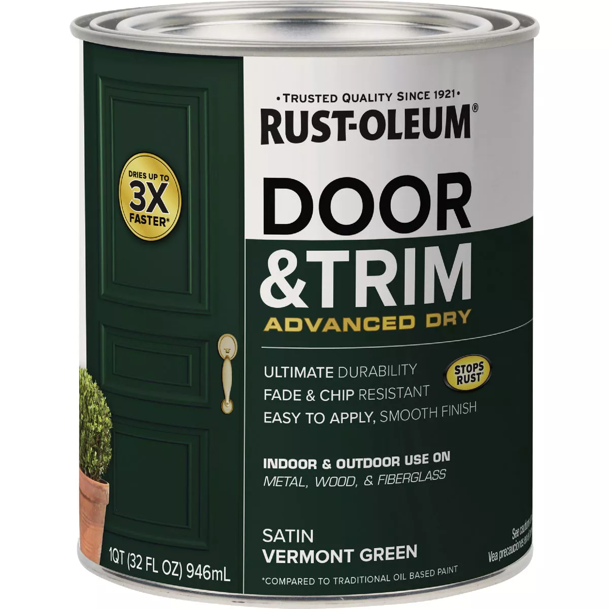 Rust-Oleum Stops Rust 1 Qt. Satin Vermont Green Door and Trim Paint - photo 6