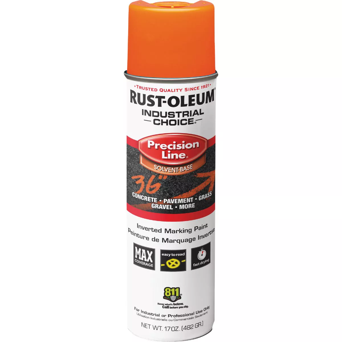 Rust-Oleum Industrial Choice APWA Orange 17 Oz. Inverted Marking Spray Paint - photo 2