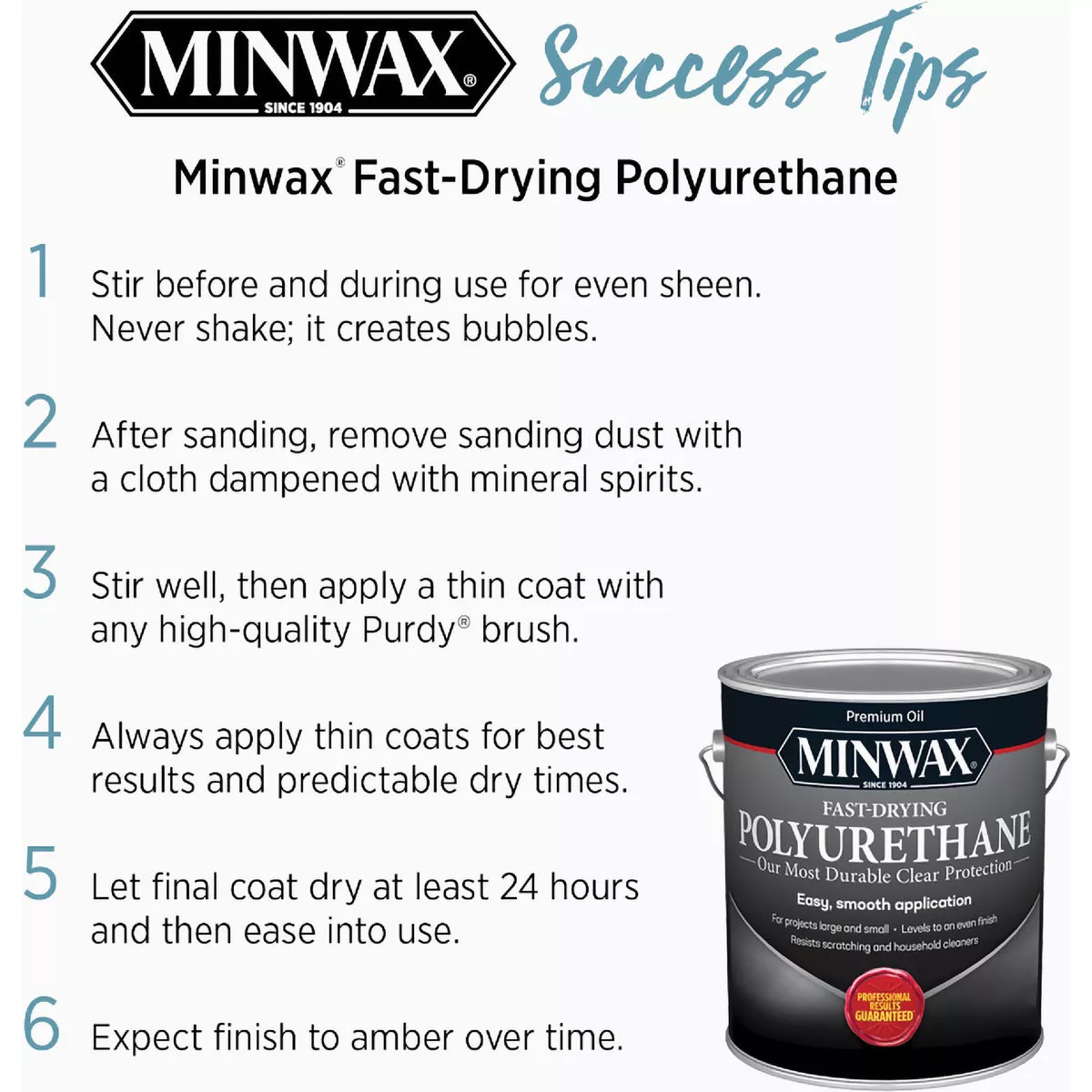 Minwax Semi-Gloss Fast-Drying Interior Polyurethane, 1 Qt. - photo 6