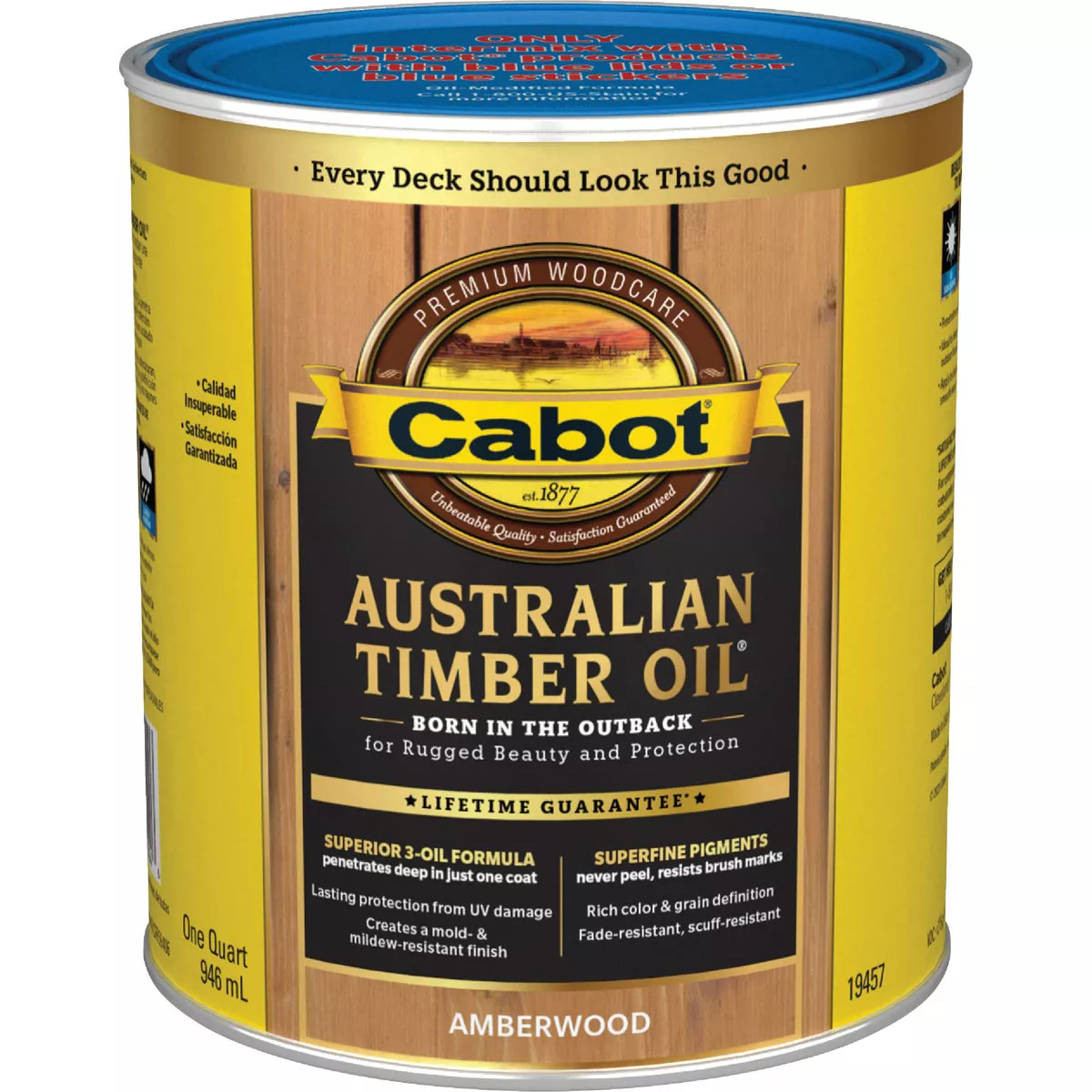 Cabot Australian Timber Oil Low VOC, Amber Wood, 1 Qt. - photo 2