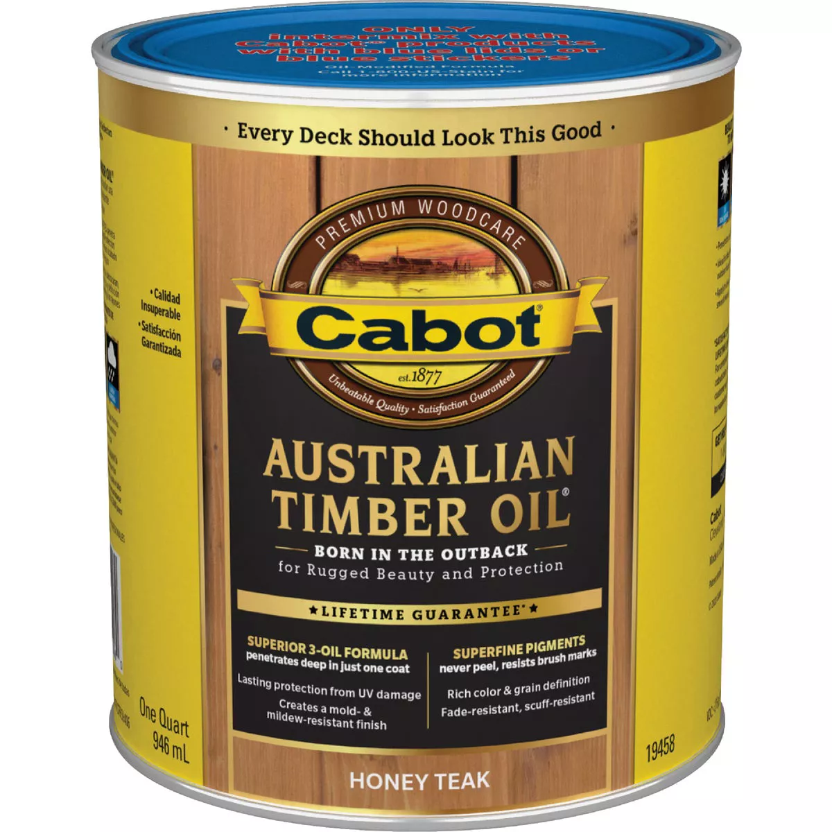 Cabot Australian Timber Oil Low VOC, Honey Teak, 1 Qt. - photo 4