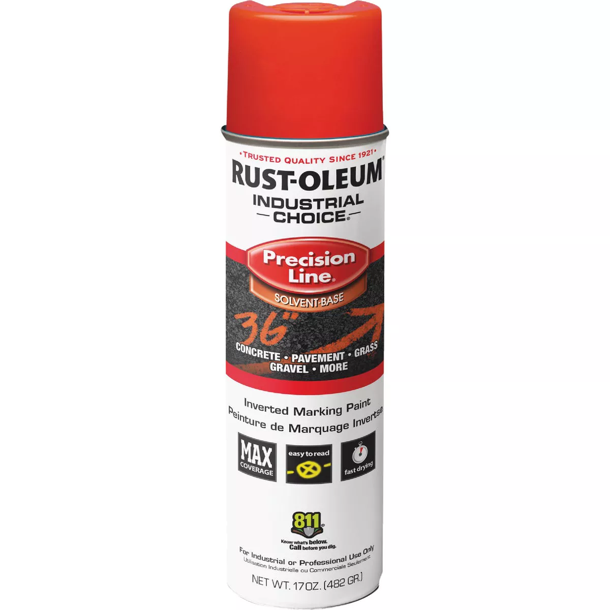 Rust-Oleum Industrial Choice Fluorescent Red 17 Oz. Inverted Marking Spray Paint - photo 2