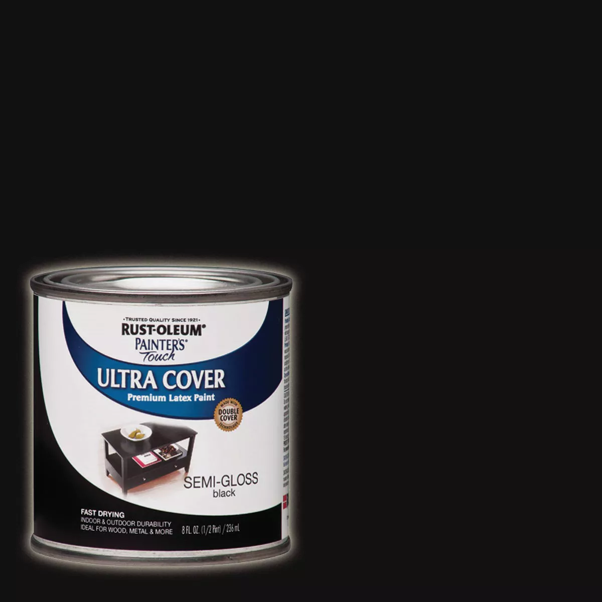 Rust-Oleum Painter's Touch 2X Ultra Cover Premium Latex Paint, Semi-Gloss Black, 1/2 Pt.