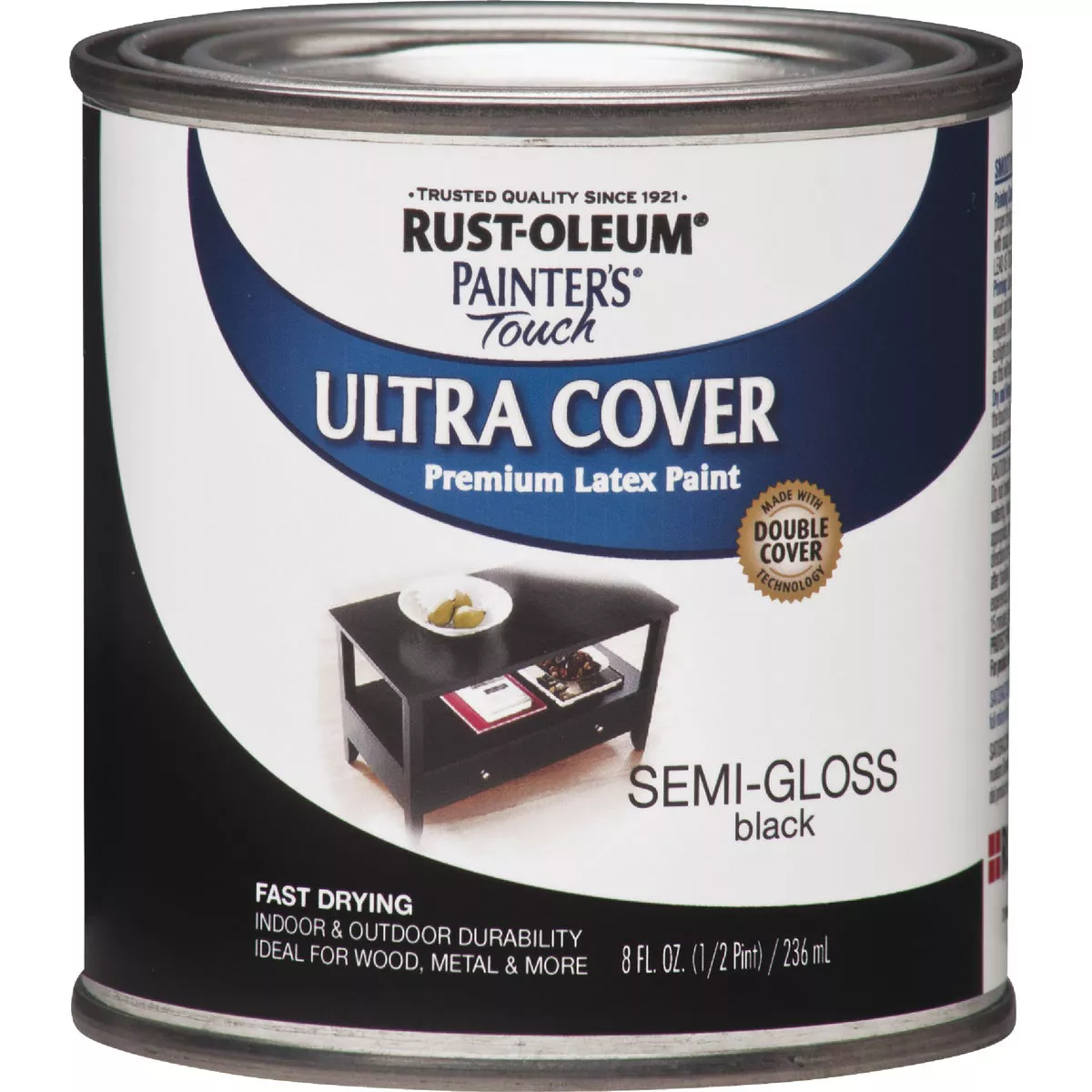 Rust-Oleum Painter's Touch 2X Ultra Cover Premium Latex Paint, Semi-Gloss Black, 1/2 Pt. - photo 7