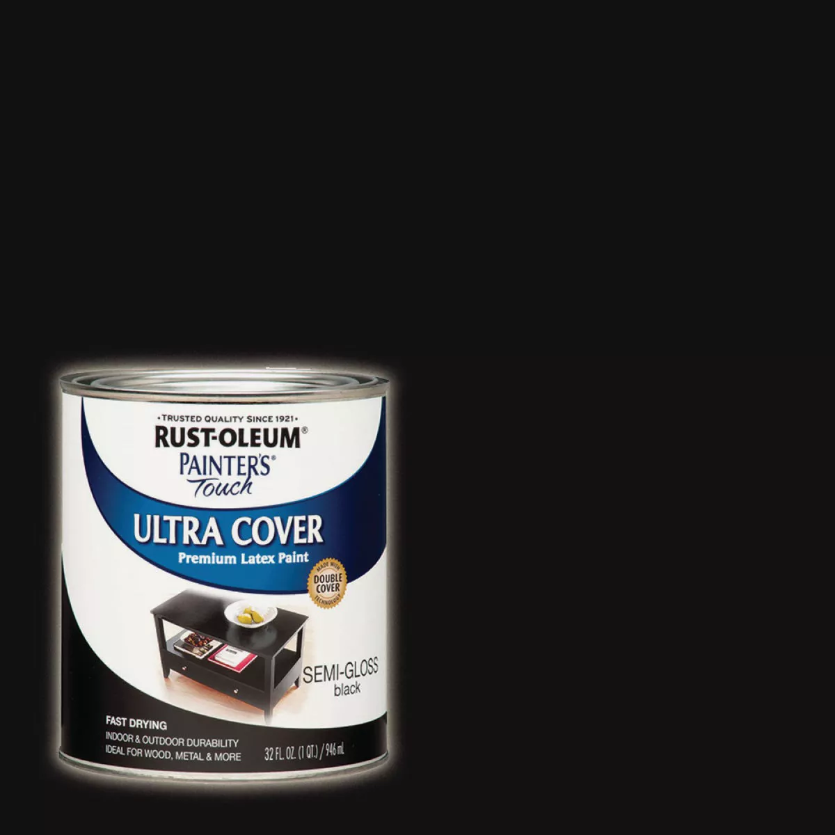 Rust-Oleum Painter's Touch 2X Ultra Cover Premium Latex Paint, Semi-Gloss Black, 1 Qt.