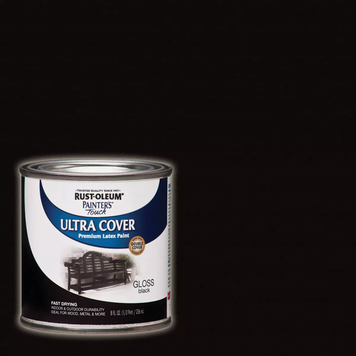Rust-Oleum Painter's Touch 2X Ultra Cover Premium Latex Paint, Black Gloss, 1/2 Pt.