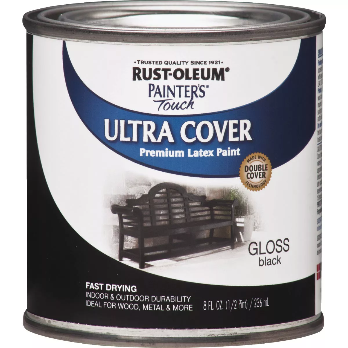 Rust-Oleum Painter's Touch 2X Ultra Cover Premium Latex Paint, Black Gloss, 1/2 Pt. - photo 7