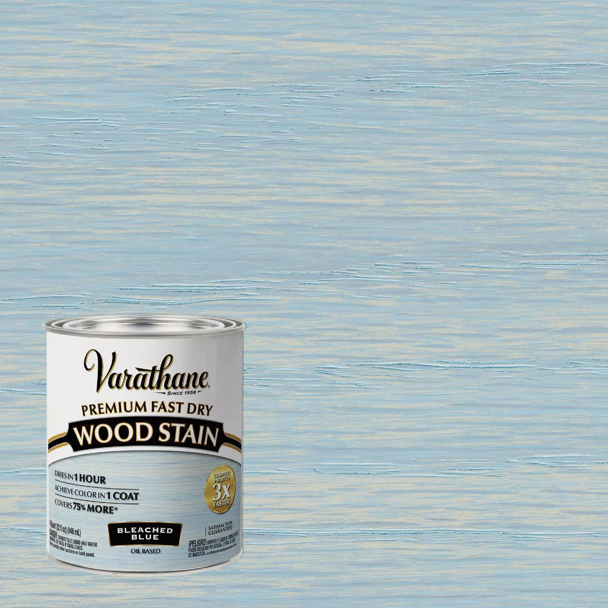 Varathane Fast Dry Bleached Blue Urethane Modified Alkyd Interior Wood Stain, 1 Qt.
