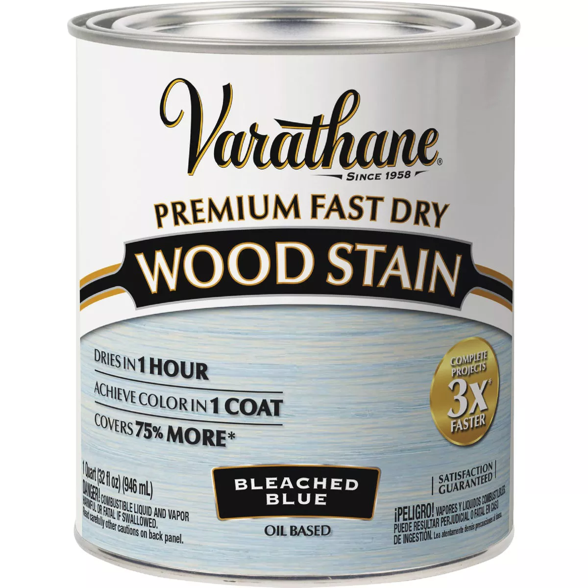 Varathane Fast Dry Bleached Blue Urethane Modified Alkyd Interior Wood Stain, 1 Qt. - photo 2