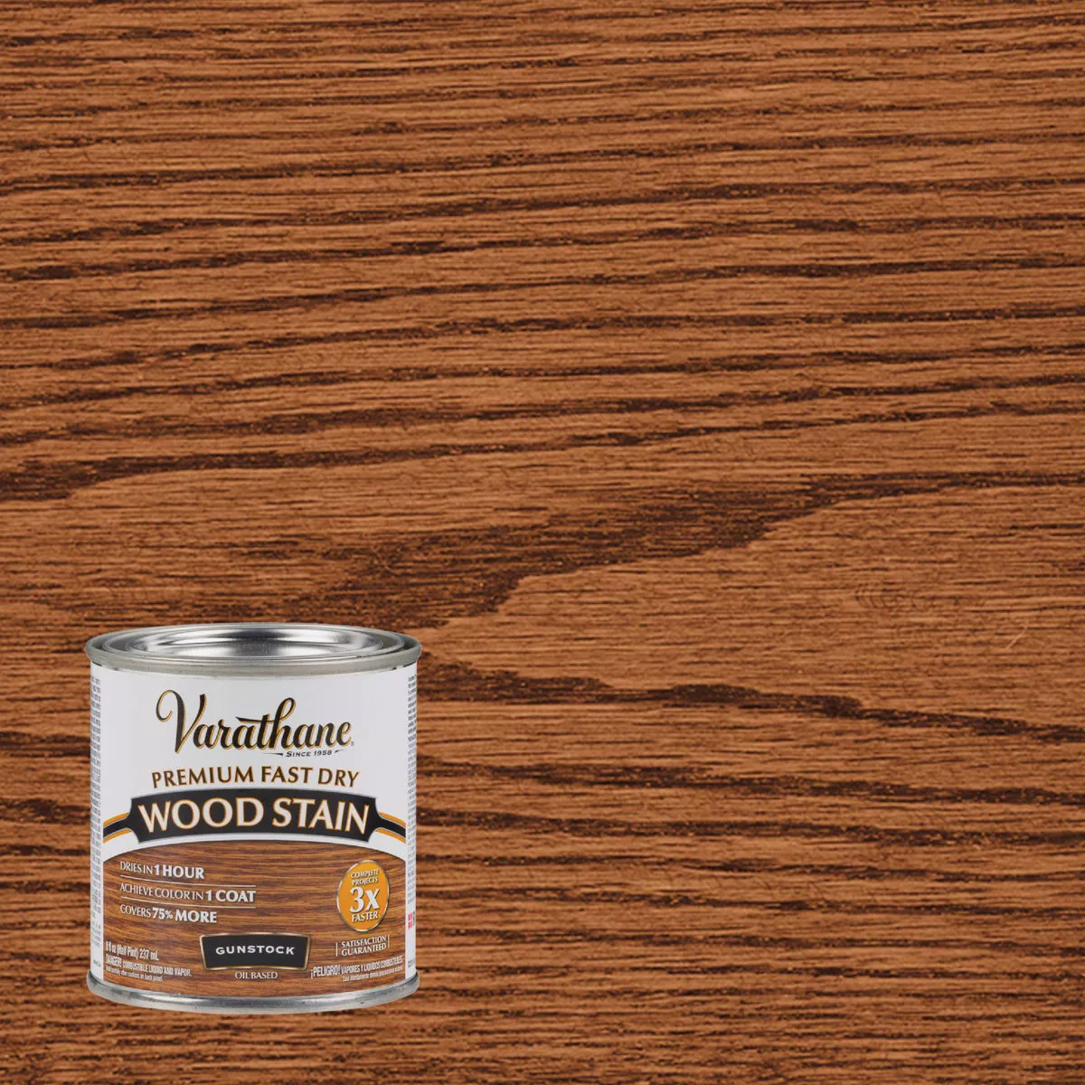 Varathane Fast Dry Gunstock Wood Urethane Modified Alkyd Interior Wood Stain, 1/2 Pt.