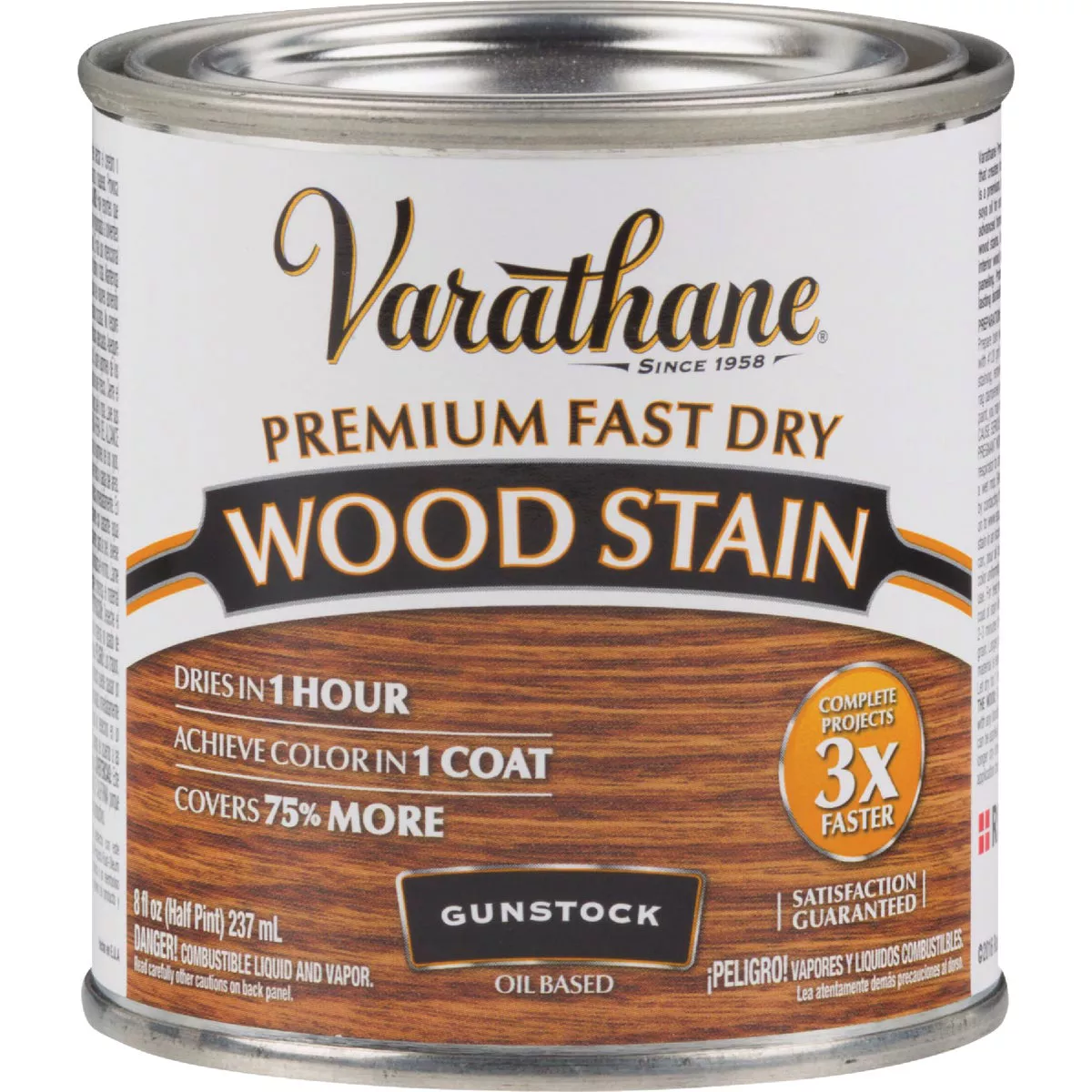 Varathane Fast Dry Gunstock Wood Urethane Modified Alkyd Interior Wood Stain, 1/2 Pt. - photo 2