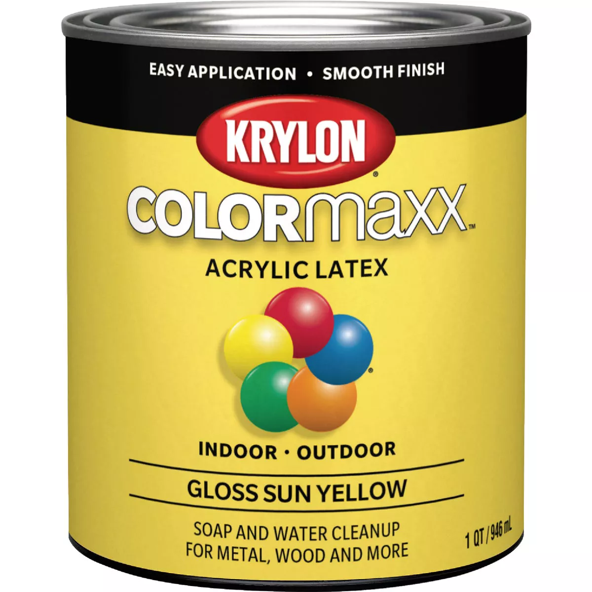Krylon ColorMaxx Gloss Interior/Exterior Wall Paint, Sun Yellow, 1 Qt.