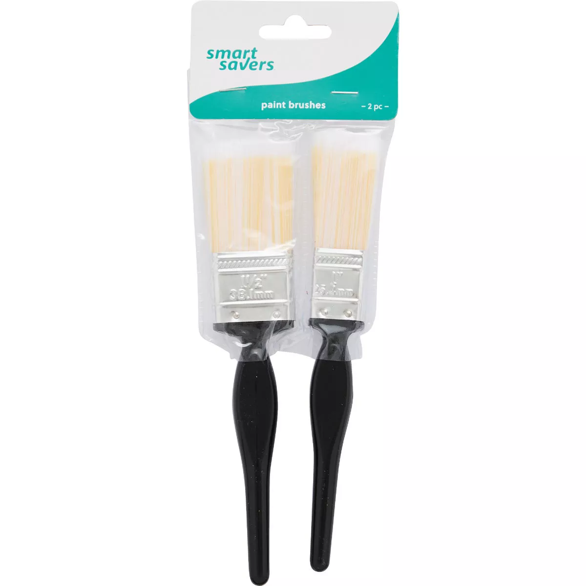 Smart Savers 1 In. Flat, 1-1/2 In. Flat Polyester Assorted Paint Brush Set (2-Pack)