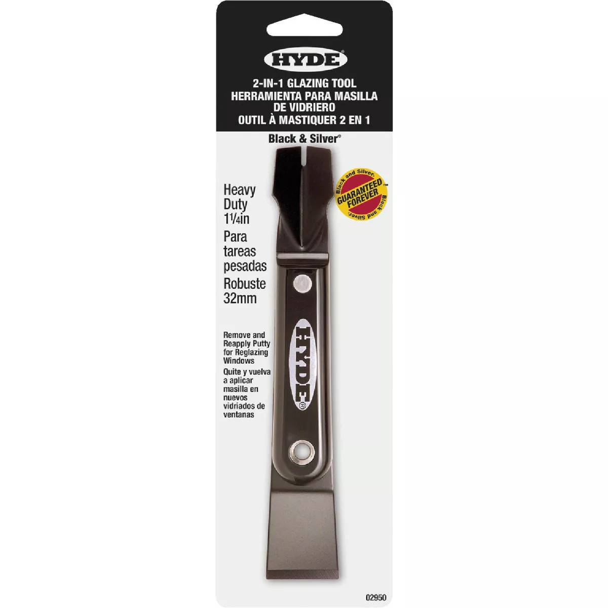 Hyde Black & Silver 1-1/4 In. 2-In-1 Glazing Tool