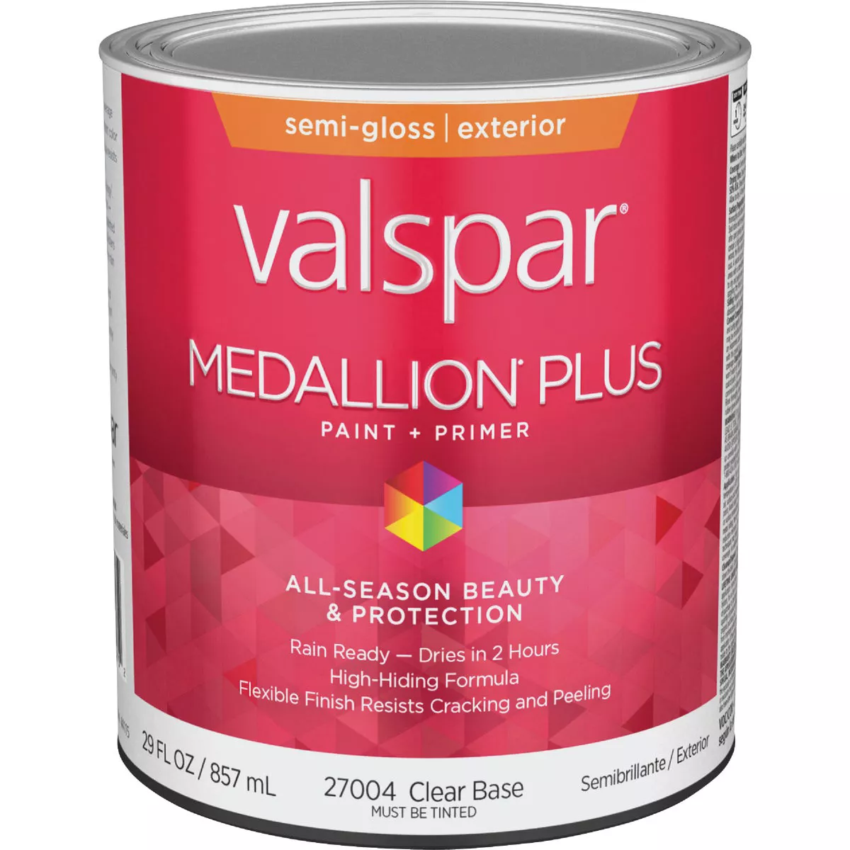 Valspar Medallion Plus Premium Paint & Primer Semi-Gloss Exterior Paint, Clear Base, 1 Qt.
