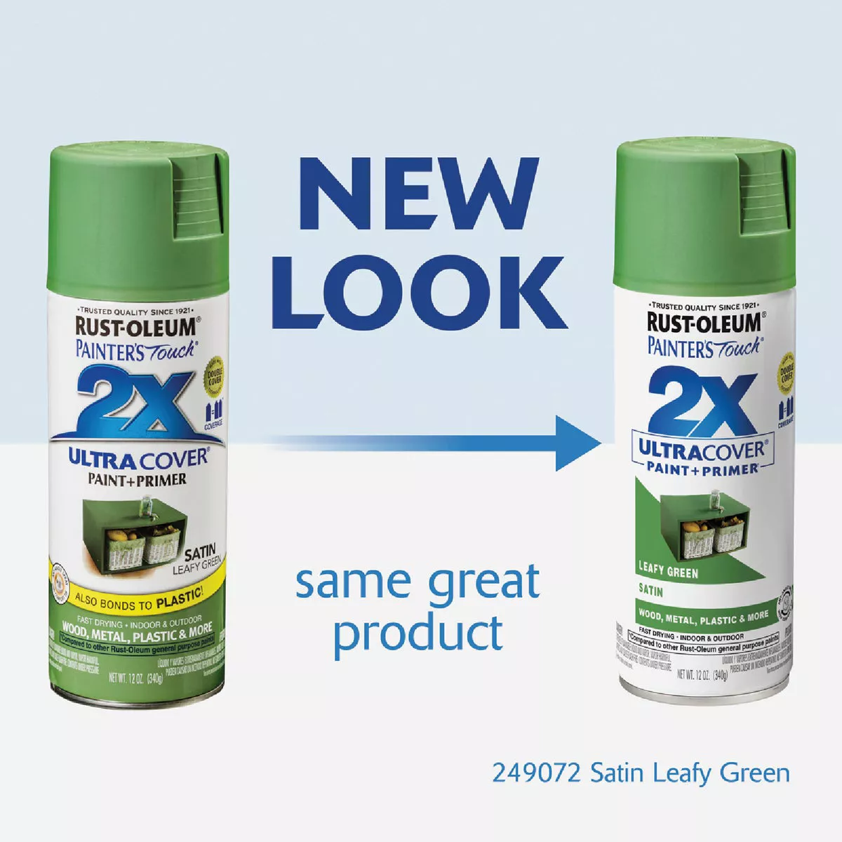 Rust-Oleum Painter's Touch 2X Ultra Cover 12 Oz. Satin Paint + Primer Spray Paint, Leafy Green - photo 2