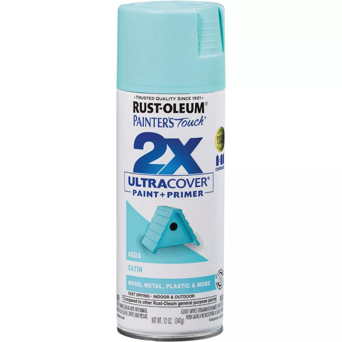 Rust-Oleum Painter's Touch 2X Ultra Cover 12 Oz. Satin Paint + Primer Spray Paint, Aqua - photo 7