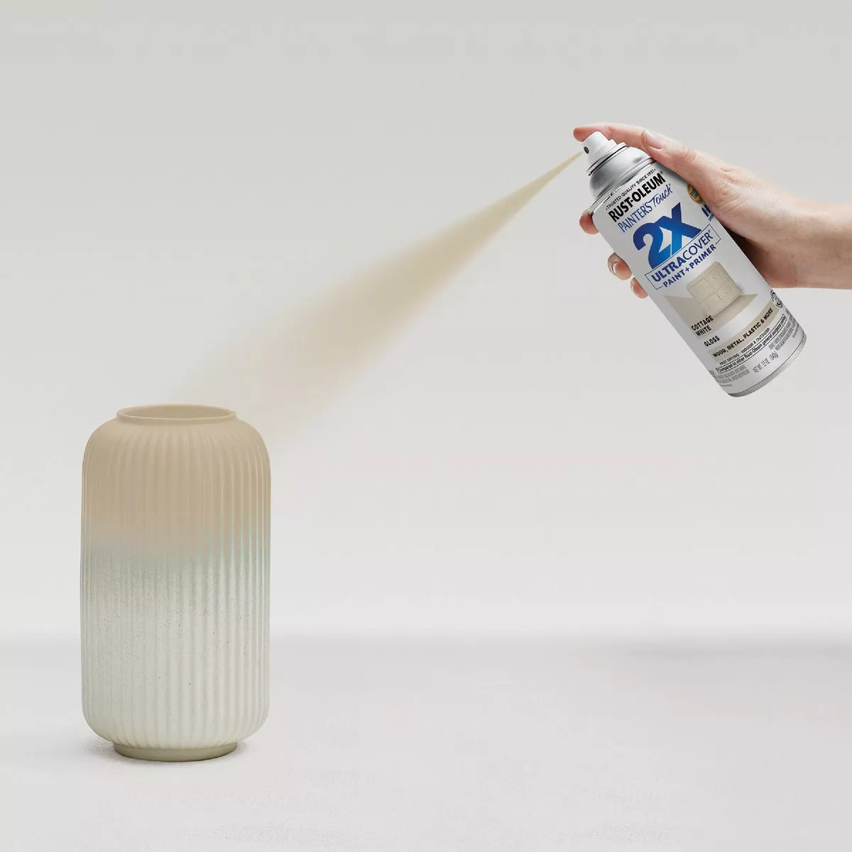 Rust-Oleum Painter's Touch 2X Ultra Cover 12 Oz. Gloss Paint + Primer Spray Paint, Cottage White - photo 5