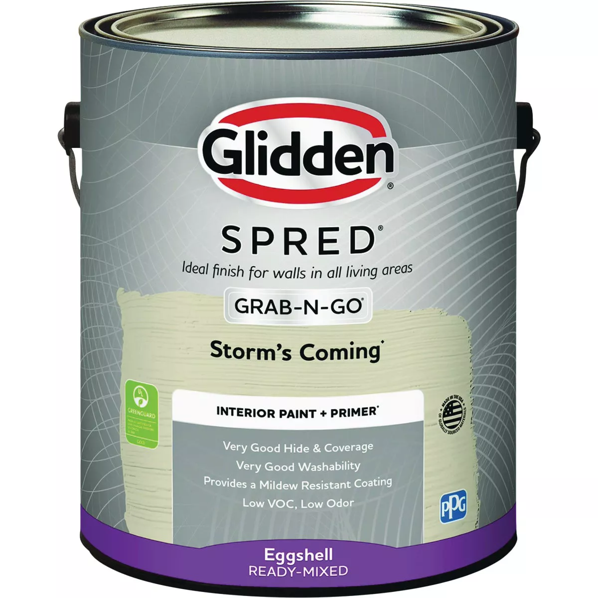 Glidden Spred Interior Grab-N-Go Paint + Primer Eggshell Paint, Storm's Coming, 1 Gal. - photo 2