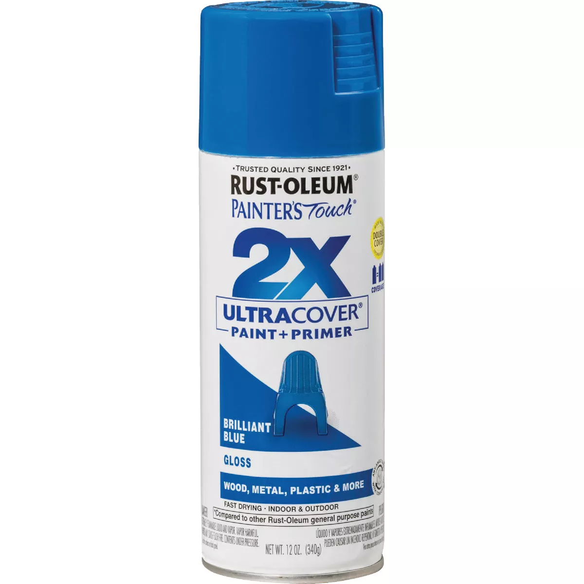 Rust-Oleum Painter's Touch 2X Ultra Cover 12 Oz. Gloss Paint + Primer Spray Paint, Brilliant Blue - photo 9