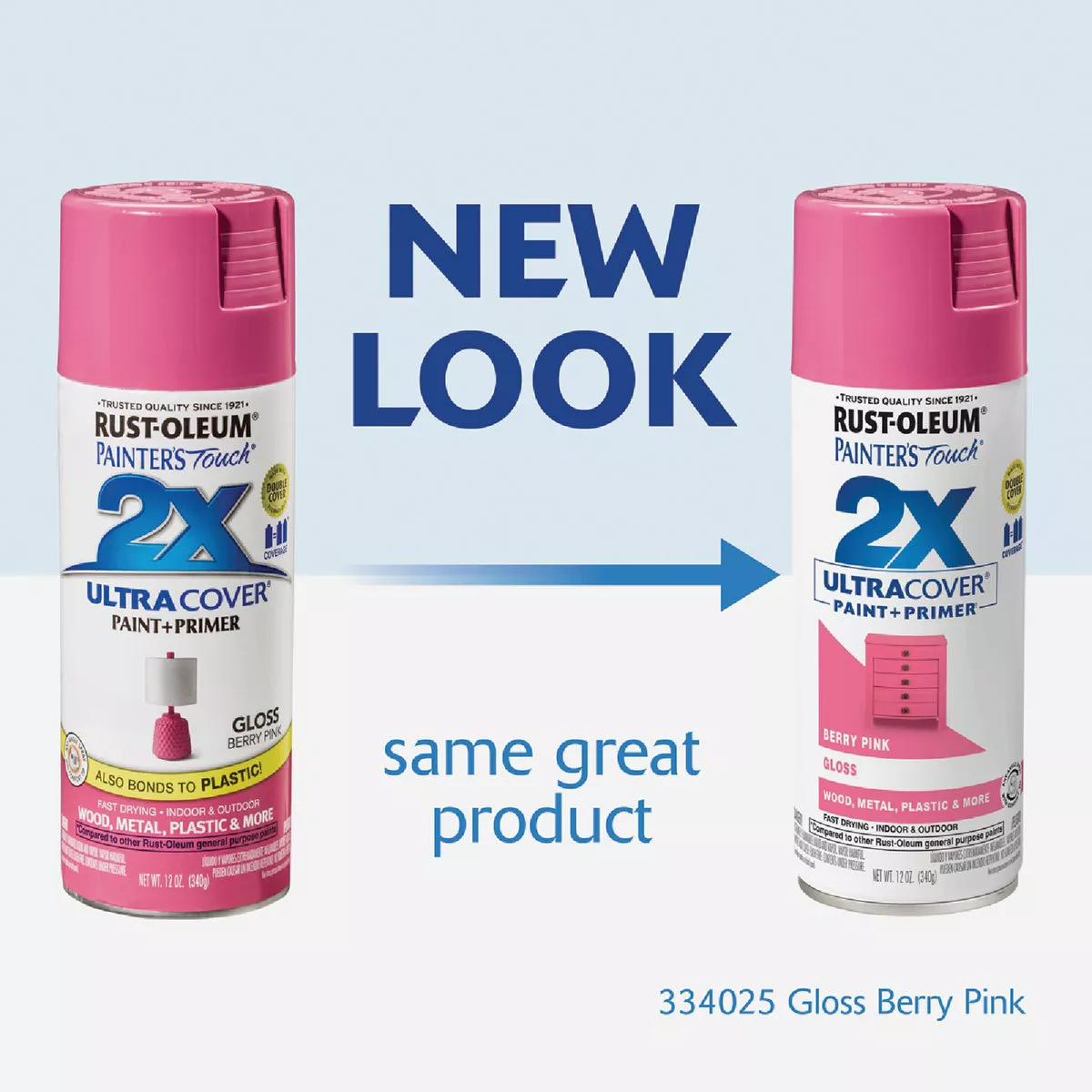 Rust-Oleum Painter's Touch 2X Ultra Cover 12 Oz. Gloss Paint + Primer Spray Paint, Berry Pink - photo 2