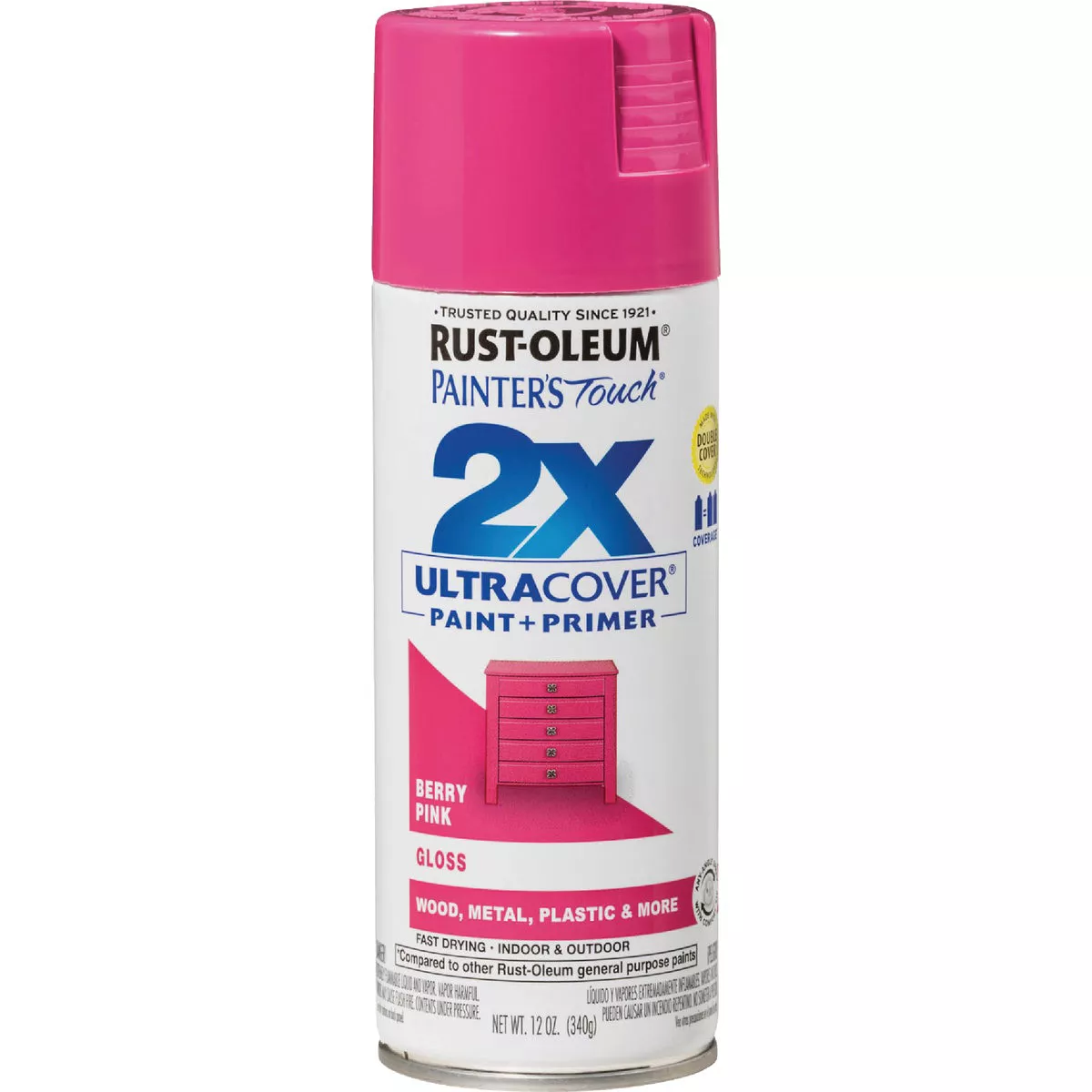 Rust-Oleum Painter's Touch 2X Ultra Cover 12 Oz. Gloss Paint + Primer Spray Paint, Berry Pink - photo 9