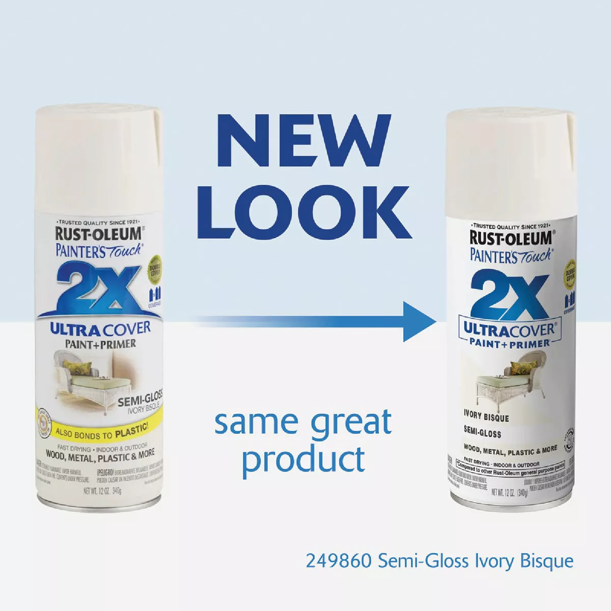 Rust-Oleum Painter's Touch 2X Ultra Cover 12 Oz. Semi-Gloss Paint + Primer Spray Paint, Ivory Bisque - photo 3