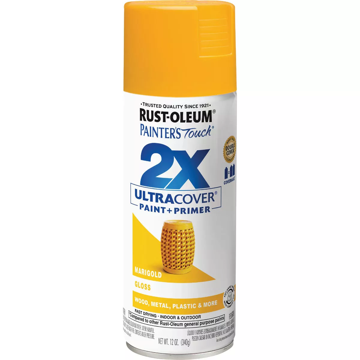 Rust-Oleum Painter's Touch 2X Ultra Cover 12 Oz. Gloss Paint + Primer Spray Paint, Marigold - photo 2