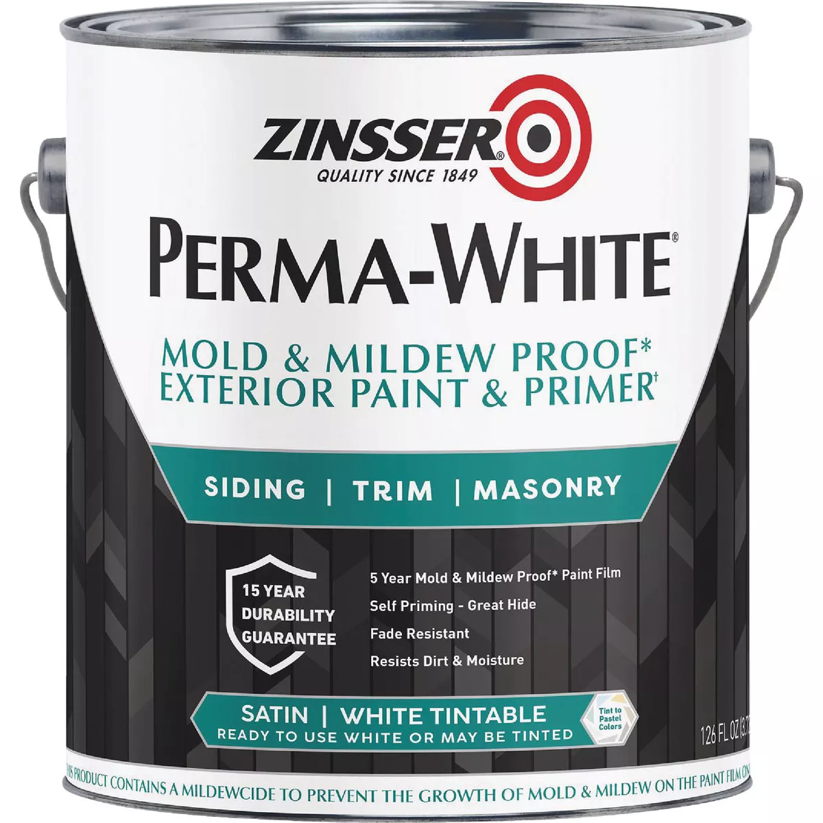 Zinsser Perma-White White-Tintable Satin Gallon Mildew Paint