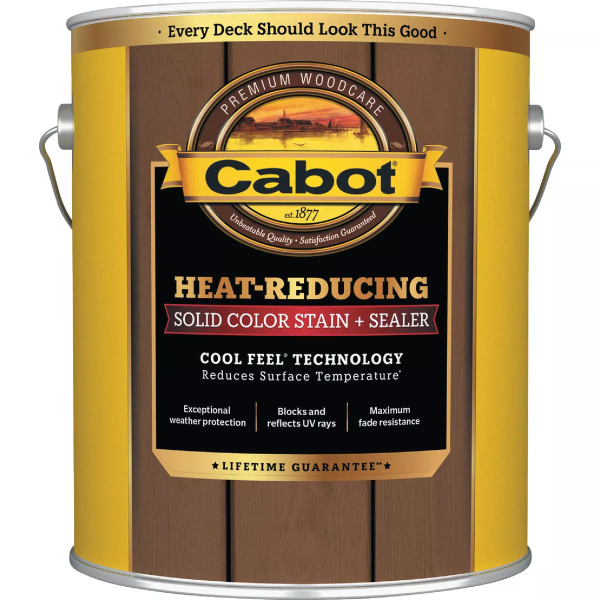 Cabot Heat-Reducing Solid Color Stain + Sealer with Cool Feel Technology, Equestrian Brown, 1 Gal.