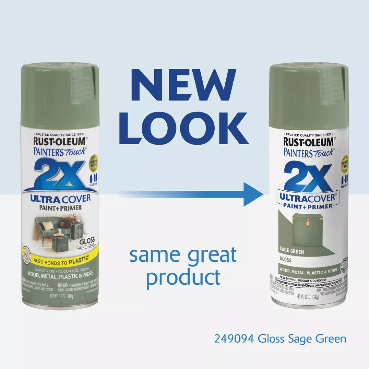 Rust-Oleum Painter's Touch 2X Ultra Cover 12 Oz. Gloss Paint + Primer Spray Paint, Sage Green - photo 3