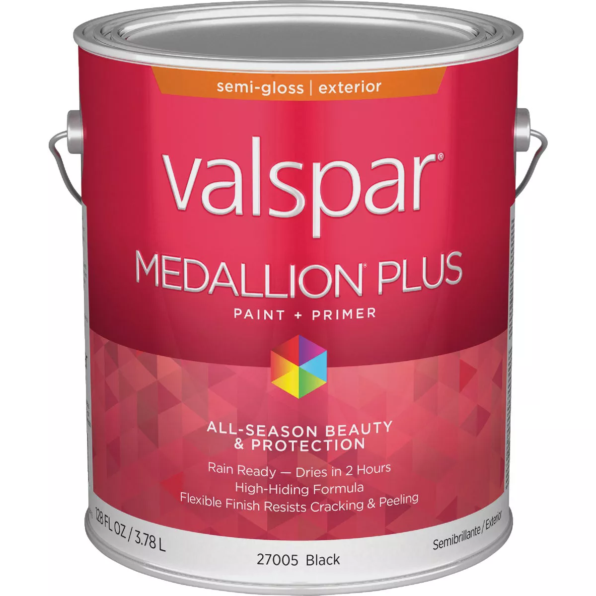 Valspar Medallion Plus Premium Paint & Primer Semi-Gloss Exterior Paint, Black, 1 Gal.