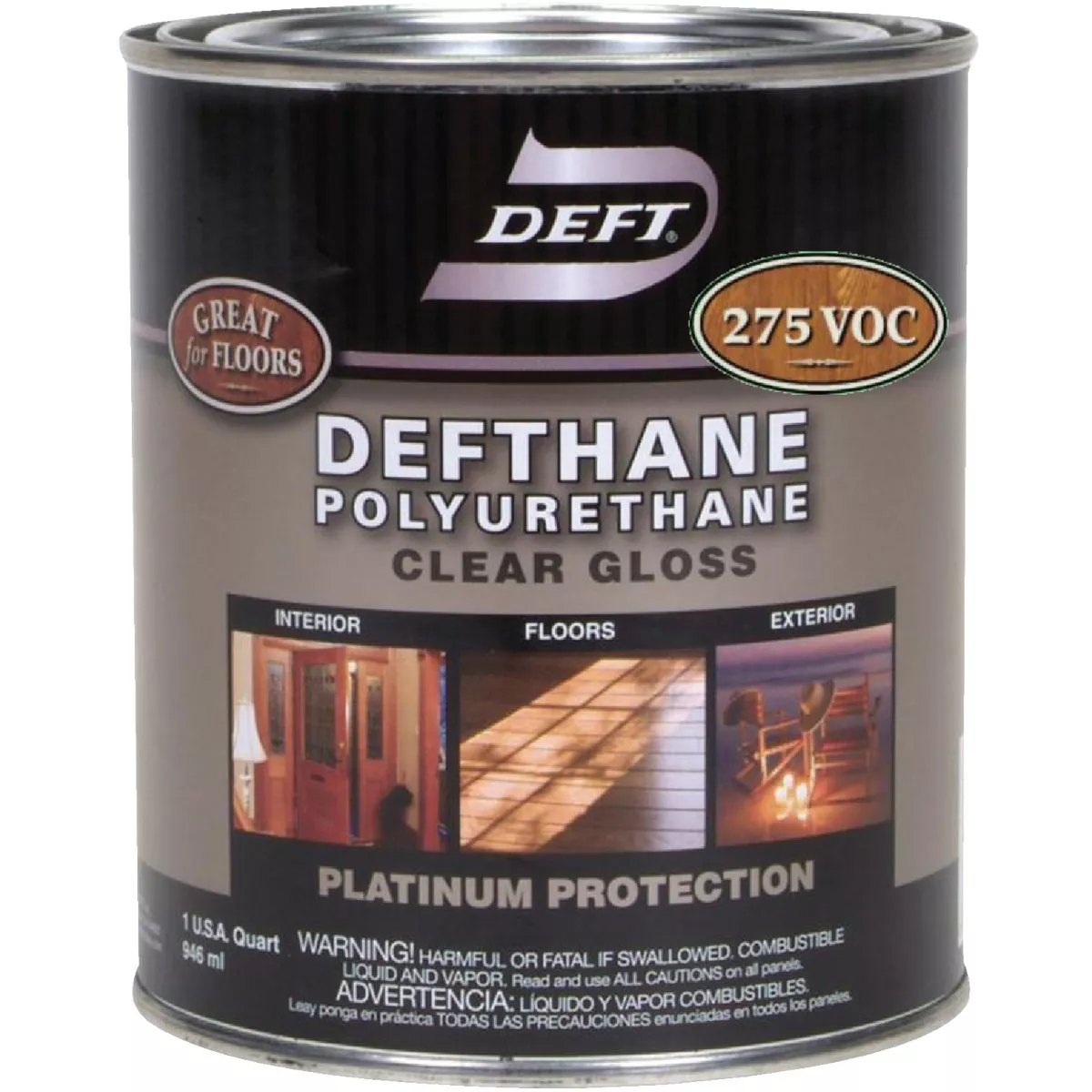 Deft Defthane VOC Gloss Clear Interior/Exterior Polyurethane, 1 Qt.