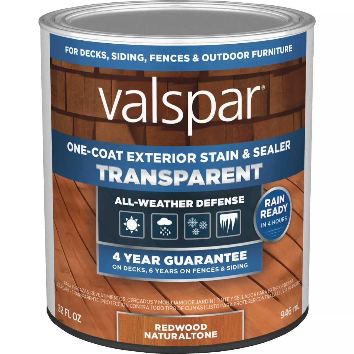 Valspar Transparent Deck Stain, Redwood Natural Tone, 1 Qt. - photo 2