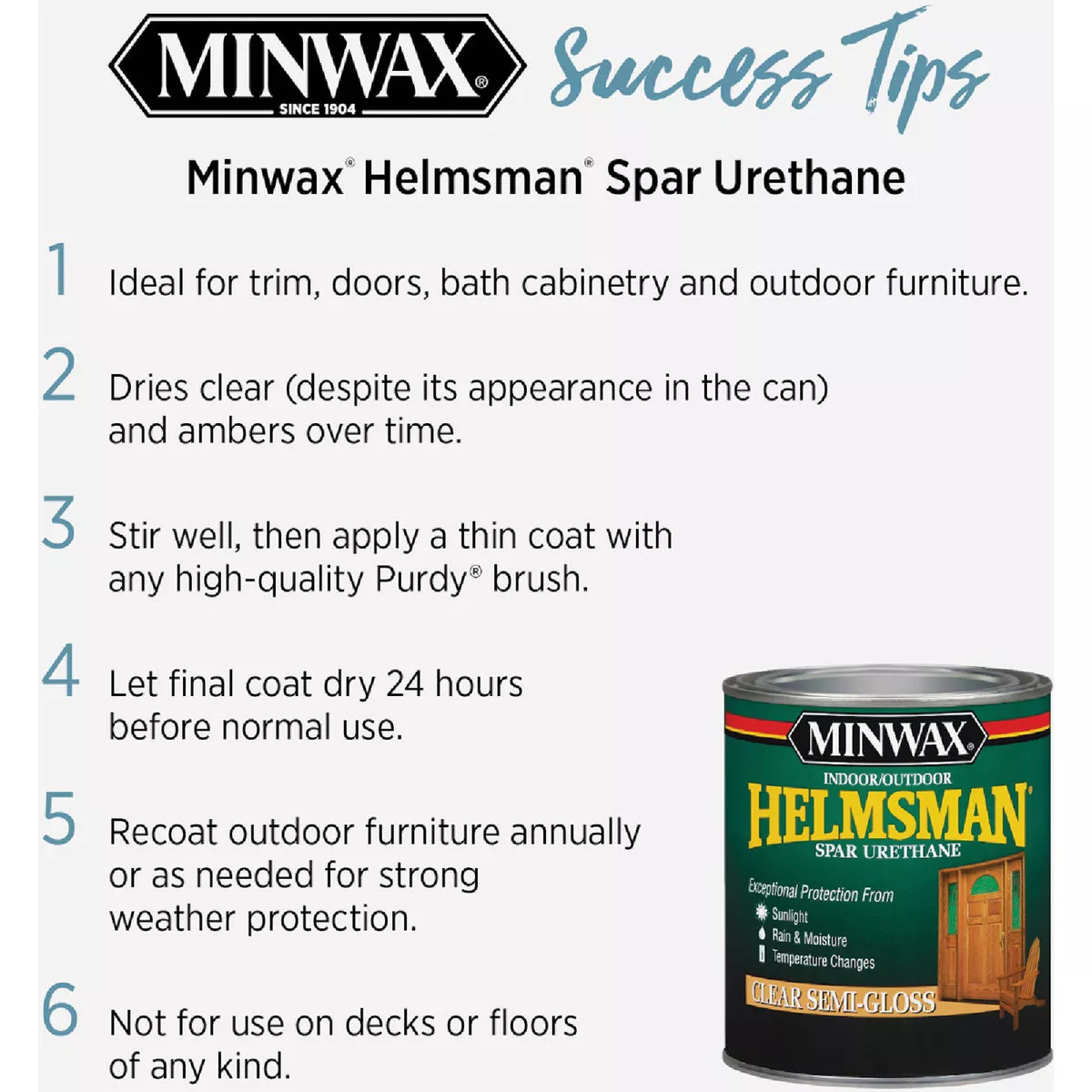 Minwax Helmsman Semi-Gloss Clear Spar Urethane, 1 Qt. - photo 7