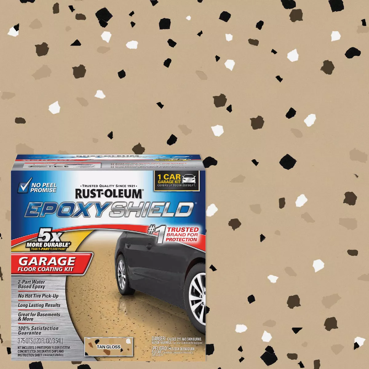 Rust-Oleum EPOXYSHIELD Gloss Garage Floor Coating Kit, Tan, 120 Oz.