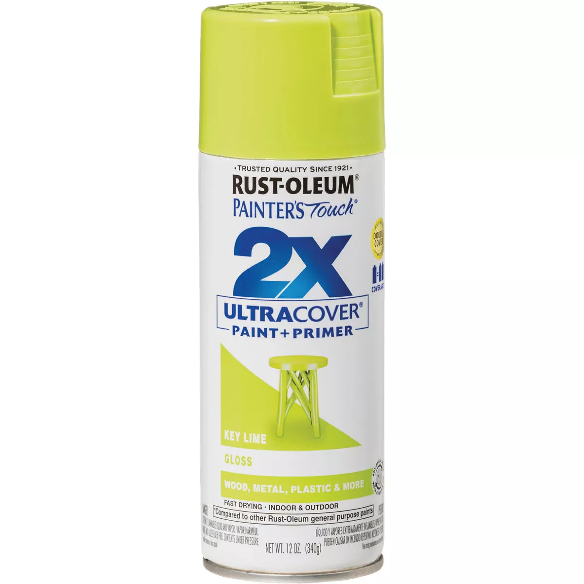 Rust-Oleum Painter's Touch 2X Ultra Cover 12 Oz. Gloss Paint + Primer Spray Paint, Key Lime - photo 2