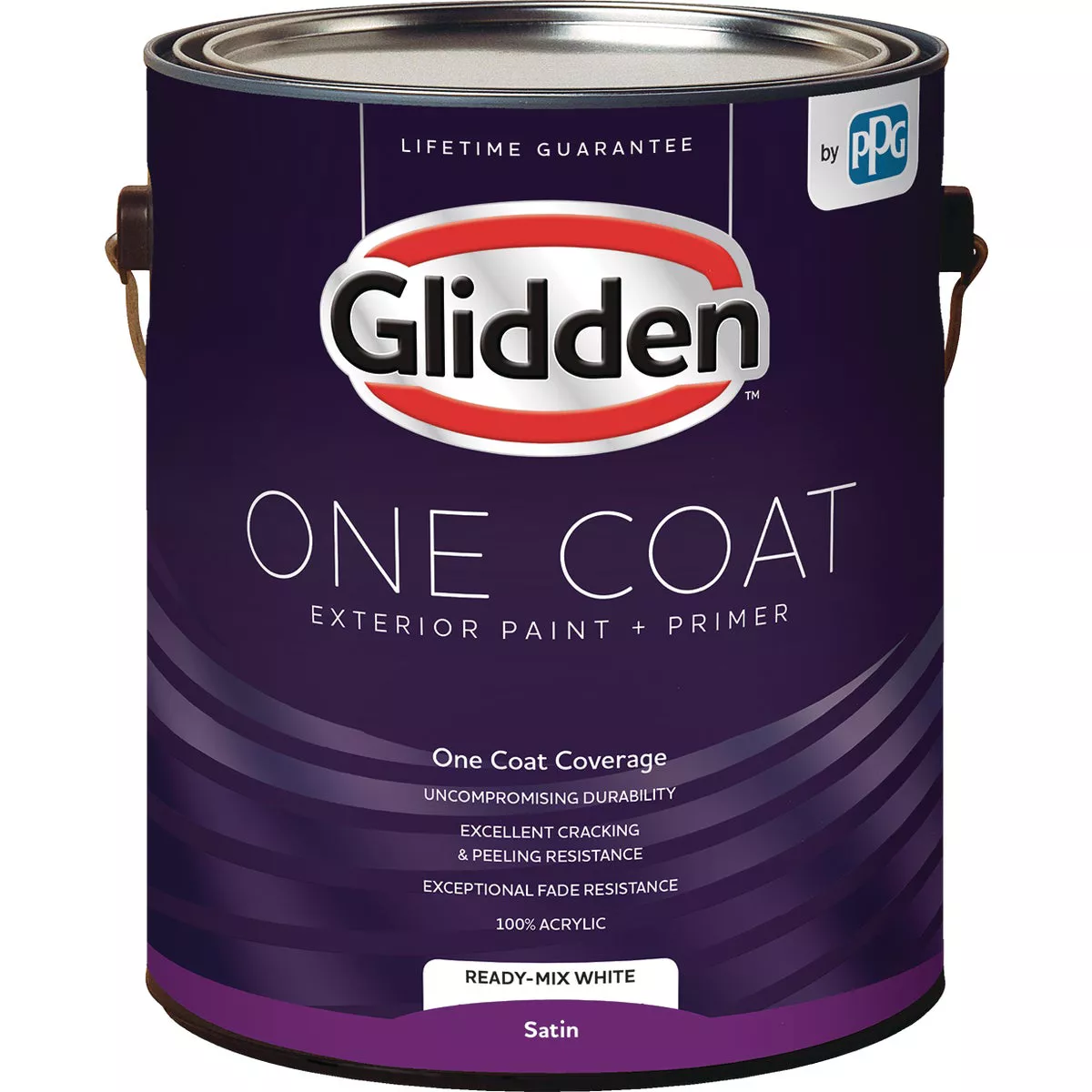 Glidden One Coat Exterior Paint + Primer Satin Ready Mix White 1 Gallon