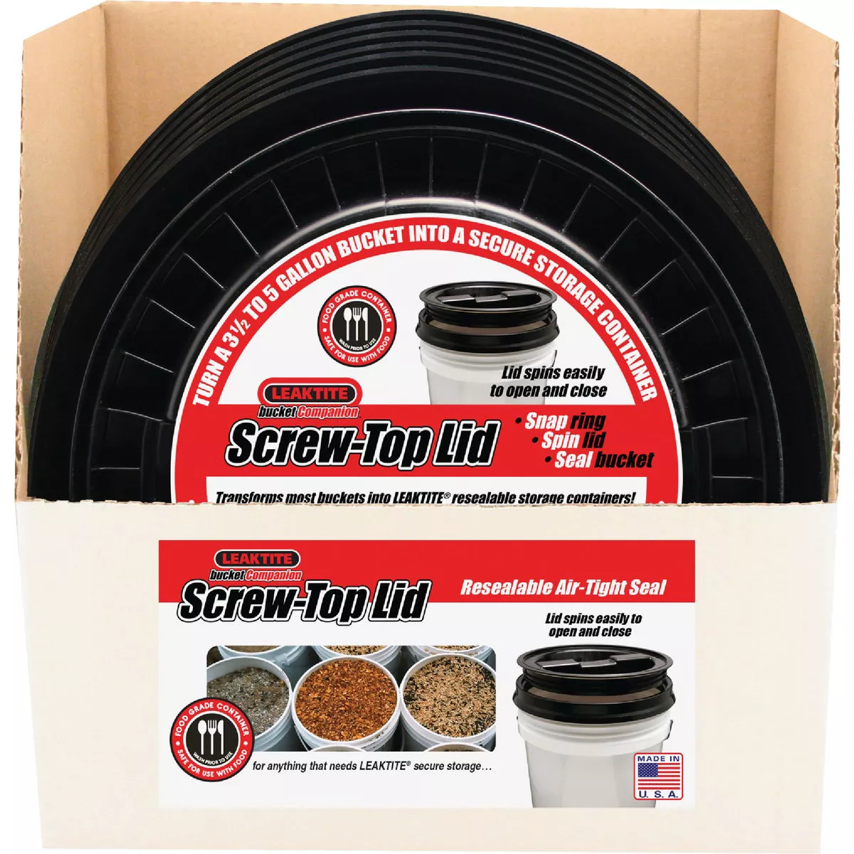 Leaktite Screw-Top Lid for 3.5 & 5 Gal. Pail, Black - photo 2