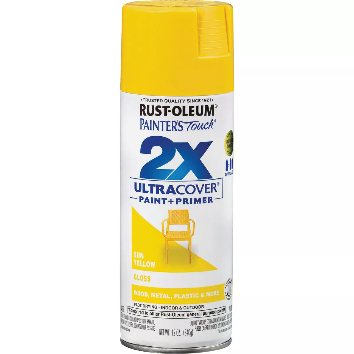 Rust-Oleum Painter's Touch 2X Ultra Cover 12 Oz. Gloss Paint + Primer Spray Paint, Sun Yellow - photo 9