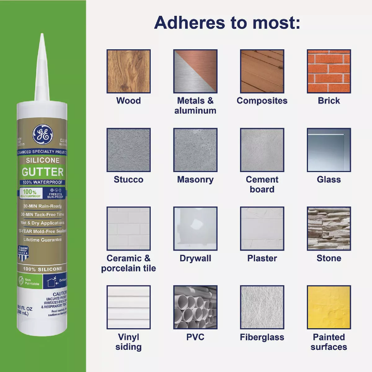 GE Gutter Silicone Advanced Speciality Products, Clear, 10.1 Oz. Cartridge - photo 7