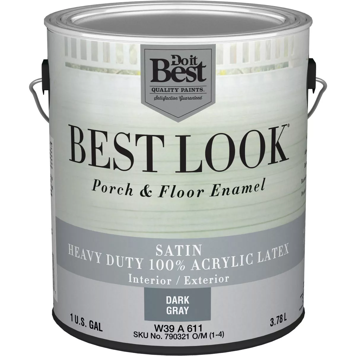 Best Look 1 Gal. Dark Gray Heavy-Duty Acrylic Latex Satin Porch & Floor Enamel