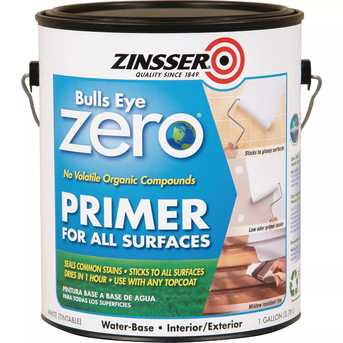 Zinsser Bulls Eye Zero VOC Interior/Exterior Primer, White, 1 Gal. - photo 2