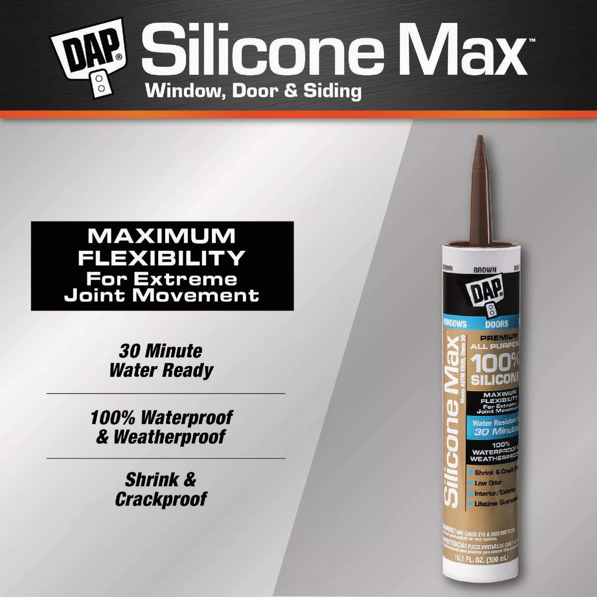 DAP Silicone Max 10.1 Oz. Brown Premium All Purpose 100% Silicone Sealant - photo 2