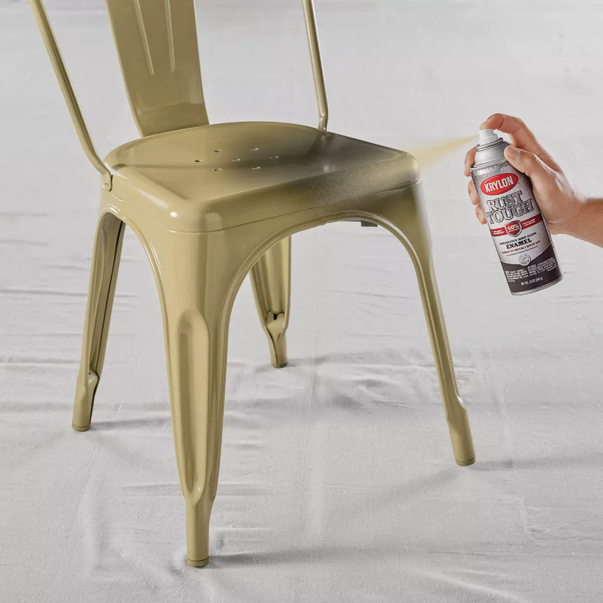 Krylon Rust Tough 12 Oz. Gloss Alkyd Enamel Spray Paint, Almond - photo 3
